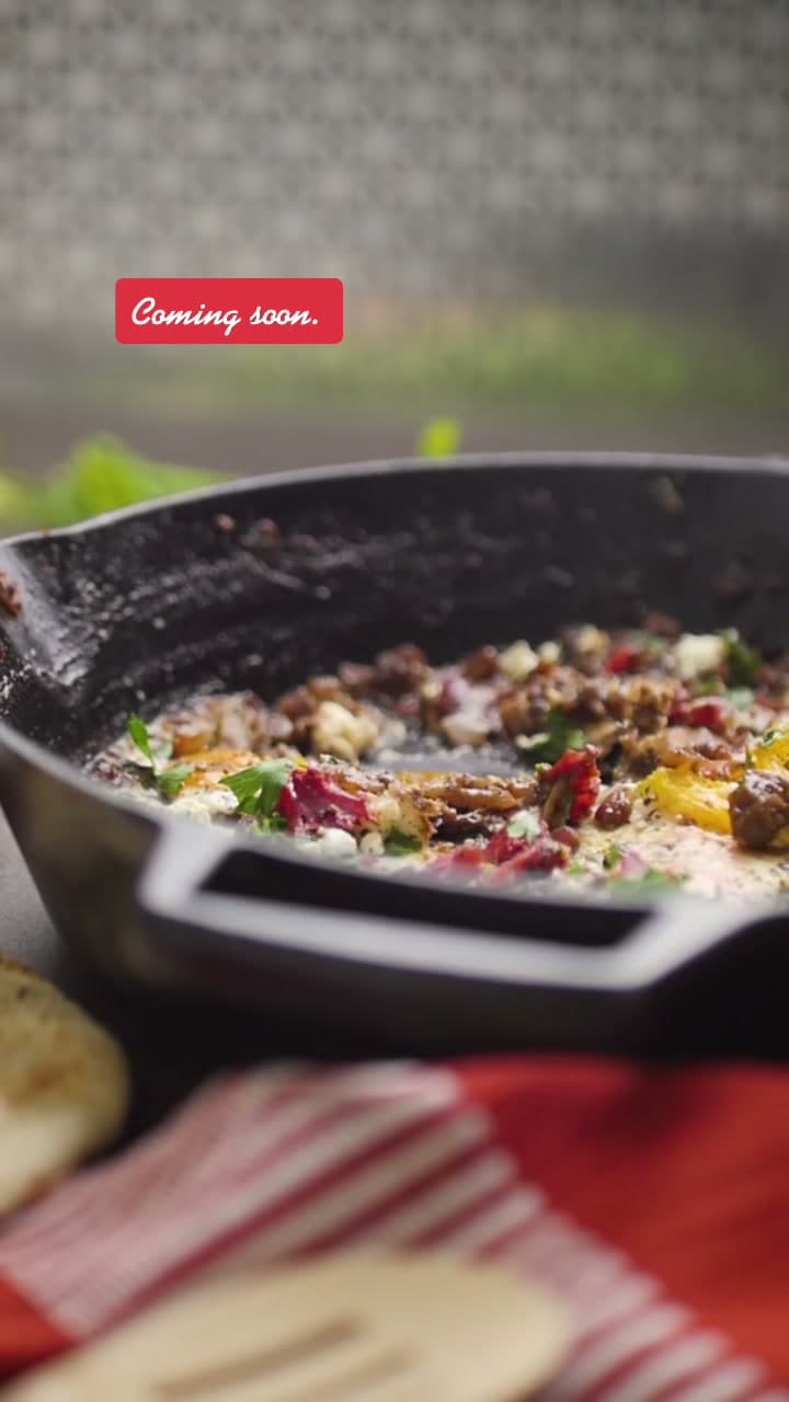 Pomegranate Feta Shakshuka with Fresh Herbs and Basturma