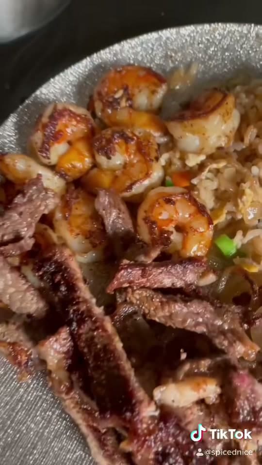 Epic Hibachi Feast with Fried Rice, Steak, and Shrimp