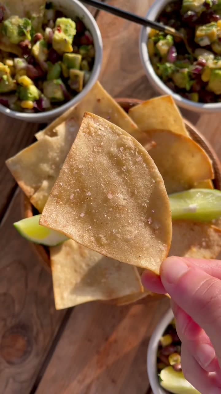 Chipotle Copycat Air Fried Lime and Sea Salt Tortilla Chips