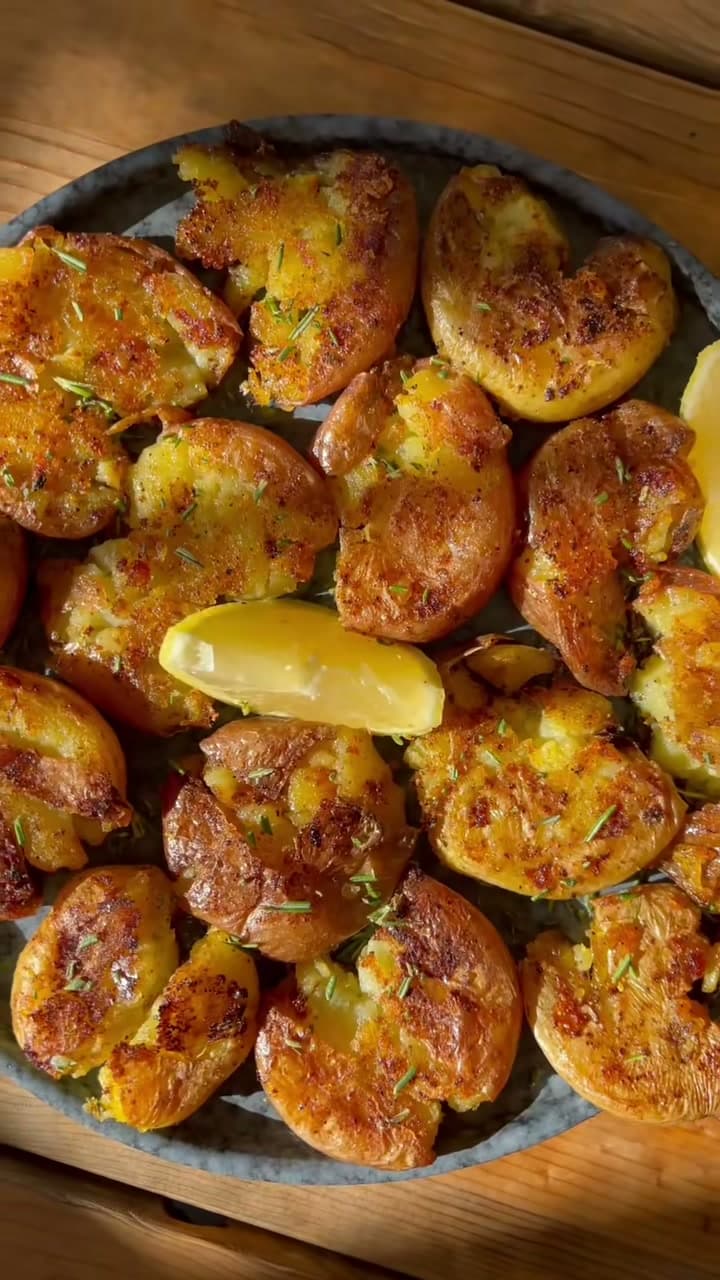 Crispy Lemon Rosemary Smashed Potatoes
