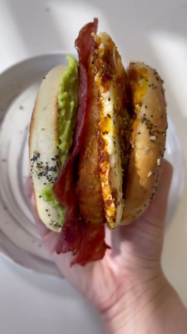 Chili Oil Egg Bagel Sandwich